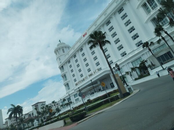 Facade or entrance of Riu hotel in Cancun or Riviera Maya